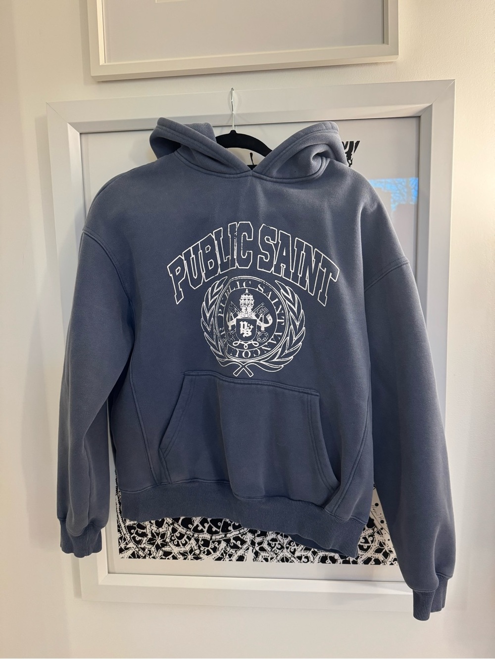 Public Saint Crewneck Hoodie in Slate Blue
